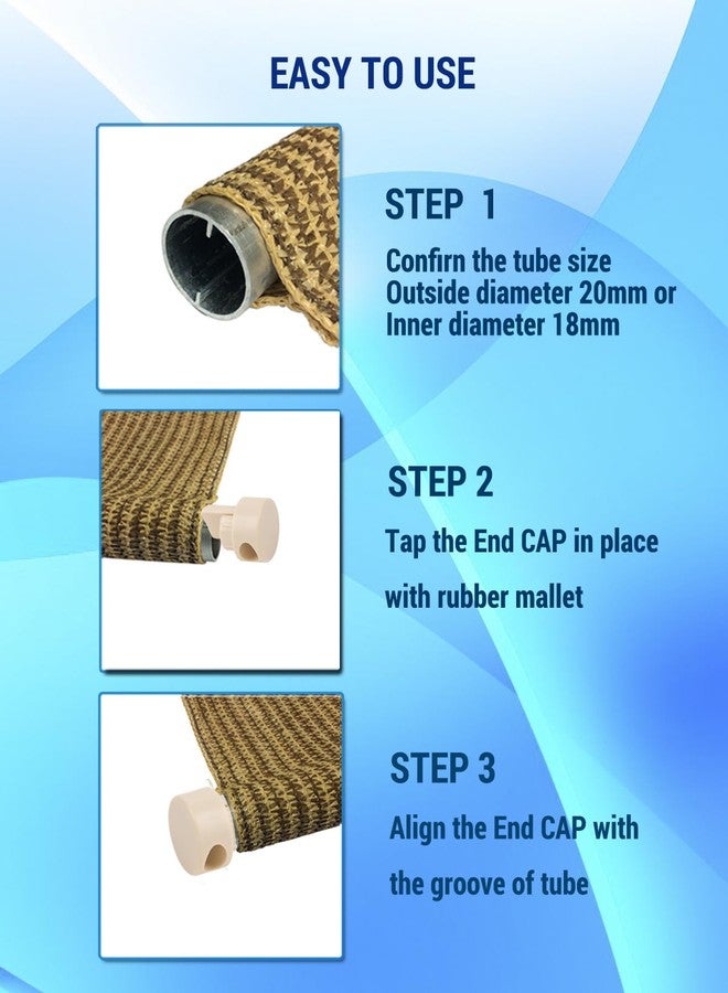 CACELY قطع غيار ستائر CACELY، رباط تثبيت مظلة الشمس، موديل جديد لستائر Coolaroo الخارجية الدوارة (مجموعة حبل مطاطي وغطاء طرفي، طقم من قطعتين، بيجي) - Image 3